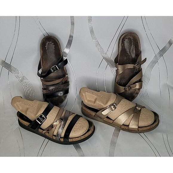 Mephisto Shoes - 2 Pairs of Mephisto EU Size 39 US 8.5 - 9 Strappy Sandals Brown Silver Black